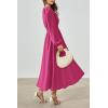 imagePRTTYGARDEN Womens Long Sleeve Maxi Dress 2024 Fall Trendy Elegant V Neck High Waist Flowy Wedding Guest Formal Long DressesRose Red
