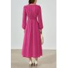 imagePRTTYGARDEN Womens Long Sleeve Maxi Dress 2024 Fall Trendy Elegant V Neck High Waist Flowy Wedding Guest Formal Long DressesRose Red