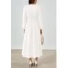 imagePRTTYGARDEN Womens Long Sleeve Maxi Dress 2024 Fall Trendy Elegant V Neck High Waist Flowy Wedding Guest Formal Long DressesWhite