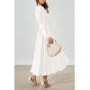 imagePRTTYGARDEN Womens Long Sleeve Maxi Dress 2024 Fall Trendy Elegant V Neck High Waist Flowy Wedding Guest Formal Long DressesWhite