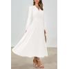 imagePRTTYGARDEN Womens Long Sleeve Maxi Dress 2024 Fall Trendy Elegant V Neck High Waist Flowy Wedding Guest Formal Long DressesWhite