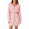 imagePRETTYGARDEN Sweater Dresses for Women 2024 Trendy Long Sleeve Button Down Short Fall DressPink