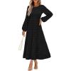 imagePRETTYGARDEN Womens Fall Elegant Long Sleeve Maxi Dress Swiss Dot A Line Flowy Casual Holiday Party Going Out DressesBlack