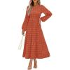 imagePRETTYGARDEN Womens Fall Elegant Long Sleeve Maxi Dress Swiss Dot A Line Flowy Casual Holiday Party Going Out DressesBrick Red