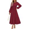 imagePRETTYGARDEN Womens Fall Elegant Long Sleeve Maxi Dress Swiss Dot A Line Flowy Casual Holiday Party Going Out DressesWine Red