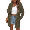 imagePRETTYGARDEN Womens Fall Loose Open Front Cardigan Long Sleeve Cable Knit Sweaters Lightweight Outwear with PocketsArmy Green