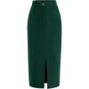 imagePRETTYGARDEN Womens Fall Midi Pencil Skirts Dressy Casual Work Office High Waisted Trendy Winter Corduroy Skirt with SlitDark Green