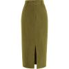 imagePRETTYGARDEN Womens Fall Midi Pencil Skirts Dressy Casual Work Office High Waisted Trendy Winter Corduroy Skirt with SlitGreen