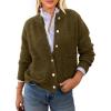 imagePRETTYGARDEN Womens Knit Cardigan Sweaters Casual Long Sleeve Open Front Button Up Ribbed Fall Sweater JacketsArmy Green