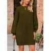 imagePRETTYGARDEN Womens 2024 Winter Pullover Sweaters Long Lantern Sleeve Crewneck Chunky Knit Slouchy Oversized Sweater DressArmy Green