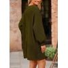 imagePRETTYGARDEN Womens 2024 Winter Pullover Sweaters Long Lantern Sleeve Crewneck Chunky Knit Slouchy Oversized Sweater DressArmy Green
