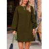 imagePRETTYGARDEN Womens 2024 Winter Pullover Sweaters Long Lantern Sleeve Crewneck Chunky Knit Slouchy Oversized Sweater DressArmy Green