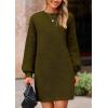imagePRETTYGARDEN Womens 2024 Winter Pullover Sweaters Long Lantern Sleeve Crewneck Chunky Knit Slouchy Oversized Sweater DressArmy Green