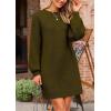 imagePRETTYGARDEN Womens 2024 Winter Pullover Sweaters Long Lantern Sleeve Crewneck Chunky Knit Slouchy Oversized Sweater DressArmy Green