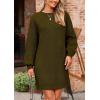 imagePRETTYGARDEN Womens 2024 Winter Pullover Sweaters Long Lantern Sleeve Crewneck Chunky Knit Slouchy Oversized Sweater DressArmy Green