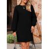 imagePRETTYGARDEN Womens 2024 Winter Pullover Sweaters Long Lantern Sleeve Crewneck Chunky Knit Slouchy Oversized Sweater DressBlack