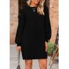 imagePRETTYGARDEN Womens 2024 Winter Pullover Sweaters Long Lantern Sleeve Crewneck Chunky Knit Slouchy Oversized Sweater DressBlack