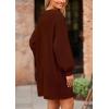 imagePRETTYGARDEN Womens 2024 Winter Pullover Sweaters Long Lantern Sleeve Crewneck Chunky Knit Slouchy Oversized Sweater DressCoffee