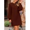 imagePRETTYGARDEN Womens 2024 Winter Pullover Sweaters Long Lantern Sleeve Crewneck Chunky Knit Slouchy Oversized Sweater DressCoffee