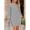 imagePRETTYGARDEN Womens 2024 Winter Pullover Sweaters Long Lantern Sleeve Crewneck Chunky Knit Slouchy Oversized Sweater DressGrey