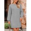 imagePRETTYGARDEN Womens 2024 Winter Pullover Sweaters Long Lantern Sleeve Crewneck Chunky Knit Slouchy Oversized Sweater DressGrey