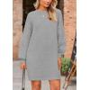 imagePRETTYGARDEN Womens 2024 Winter Pullover Sweaters Long Lantern Sleeve Crewneck Chunky Knit Slouchy Oversized Sweater DressGrey