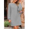 imagePRETTYGARDEN Womens 2024 Winter Pullover Sweaters Long Lantern Sleeve Crewneck Chunky Knit Slouchy Oversized Sweater DressGrey