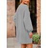 imagePRETTYGARDEN Womens 2024 Winter Pullover Sweaters Long Lantern Sleeve Crewneck Chunky Knit Slouchy Oversized Sweater DressGrey