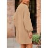 imagePRETTYGARDEN Womens 2024 Winter Pullover Sweaters Long Lantern Sleeve Crewneck Chunky Knit Slouchy Oversized Sweater DressKhaki