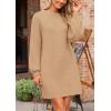 imagePRETTYGARDEN Womens 2024 Winter Pullover Sweaters Long Lantern Sleeve Crewneck Chunky Knit Slouchy Oversized Sweater DressKhaki