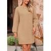 imagePRETTYGARDEN Womens 2024 Winter Pullover Sweaters Long Lantern Sleeve Crewneck Chunky Knit Slouchy Oversized Sweater DressKhaki