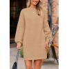 imagePRETTYGARDEN Womens 2024 Winter Pullover Sweaters Long Lantern Sleeve Crewneck Chunky Knit Slouchy Oversized Sweater DressKhaki