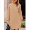 imagePRETTYGARDEN Womens 2024 Winter Pullover Sweaters Long Lantern Sleeve Crewneck Chunky Knit Slouchy Oversized Sweater DressKhaki