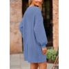 imagePRETTYGARDEN Womens 2024 Winter Pullover Sweaters Long Lantern Sleeve Crewneck Chunky Knit Slouchy Oversized Sweater DressMist Blue