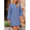 imagePRETTYGARDEN Womens 2024 Winter Pullover Sweaters Long Lantern Sleeve Crewneck Chunky Knit Slouchy Oversized Sweater DressMist Blue