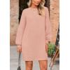 imagePRETTYGARDEN Womens 2024 Winter Pullover Sweaters Long Lantern Sleeve Crewneck Chunky Knit Slouchy Oversized Sweater DressPink