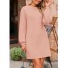 imagePRETTYGARDEN Womens 2024 Winter Pullover Sweaters Long Lantern Sleeve Crewneck Chunky Knit Slouchy Oversized Sweater DressPink