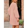 imagePRETTYGARDEN Womens 2024 Winter Pullover Sweaters Long Lantern Sleeve Crewneck Chunky Knit Slouchy Oversized Sweater DressPink