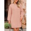 imagePRETTYGARDEN Womens 2024 Winter Pullover Sweaters Long Lantern Sleeve Crewneck Chunky Knit Slouchy Oversized Sweater DressPink
