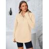 imagePRETTYGARDEN Womens Long Sleeve Quarter Zip Pullover Sweater Casual Loose V Neck Collared Ribbed Knit Jumper Tops Thumb HoleApricot