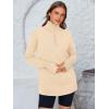 imagePRETTYGARDEN Womens Long Sleeve Quarter Zip Pullover Sweater Casual Loose V Neck Collared Ribbed Knit Jumper Tops Thumb HoleApricot