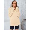 imagePRETTYGARDEN Womens Long Sleeve Quarter Zip Pullover Sweater Casual Loose V Neck Collared Ribbed Knit Jumper Tops Thumb HoleApricot