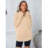 imagePRETTYGARDEN Womens Long Sleeve Quarter Zip Pullover Sweater Casual Loose V Neck Collared Ribbed Knit Jumper Tops Thumb HoleDark Apricot