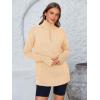 imagePRETTYGARDEN Womens Long Sleeve Quarter Zip Pullover Sweater Casual Loose V Neck Collared Ribbed Knit Jumper Tops Thumb HoleDark Apricot