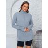 imagePRETTYGARDEN Womens Long Sleeve Quarter Zip Pullover Sweater Casual Loose V Neck Collared Ribbed Knit Jumper Tops Thumb HoleGrey