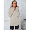 imagePRETTYGARDEN Womens Long Sleeve Quarter Zip Pullover Sweater Casual Loose V Neck Collared Ribbed Knit Jumper Tops Thumb HoleLight Grey