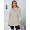 imagePRETTYGARDEN Womens Long Sleeve Quarter Zip Pullover Sweater Casual Loose V Neck Collared Ribbed Knit Jumper Tops Thumb HoleLight Grey