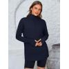 imagePRETTYGARDEN Womens Long Sleeve Quarter Zip Pullover Sweater Casual Loose V Neck Collared Ribbed Knit Jumper Tops Thumb HoleNavy