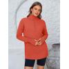 imagePRETTYGARDEN Womens Long Sleeve Quarter Zip Pullover Sweater Casual Loose V Neck Collared Ribbed Knit Jumper Tops Thumb HoleOrange