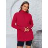 imagePRETTYGARDEN Womens Long Sleeve Quarter Zip Pullover Sweater Casual Loose V Neck Collared Ribbed Knit Jumper Tops Thumb HoleRed